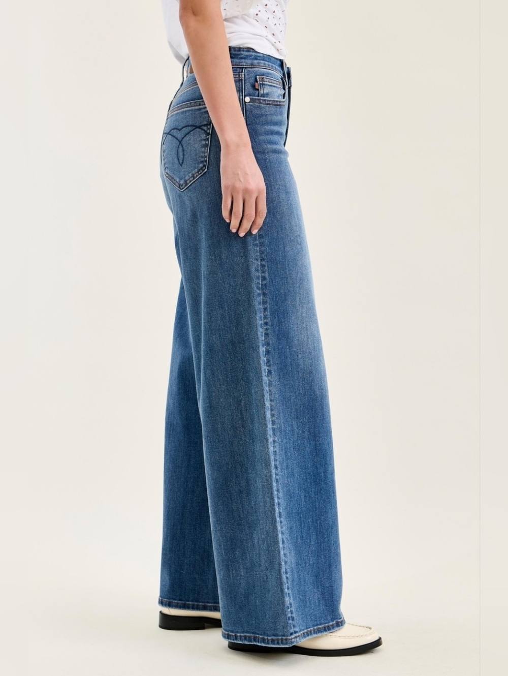 Judy Blue High Rise Medium Wash Palazzo Jeans Wide Leg Stretch Retro Various NEW - Picture 10 of 16